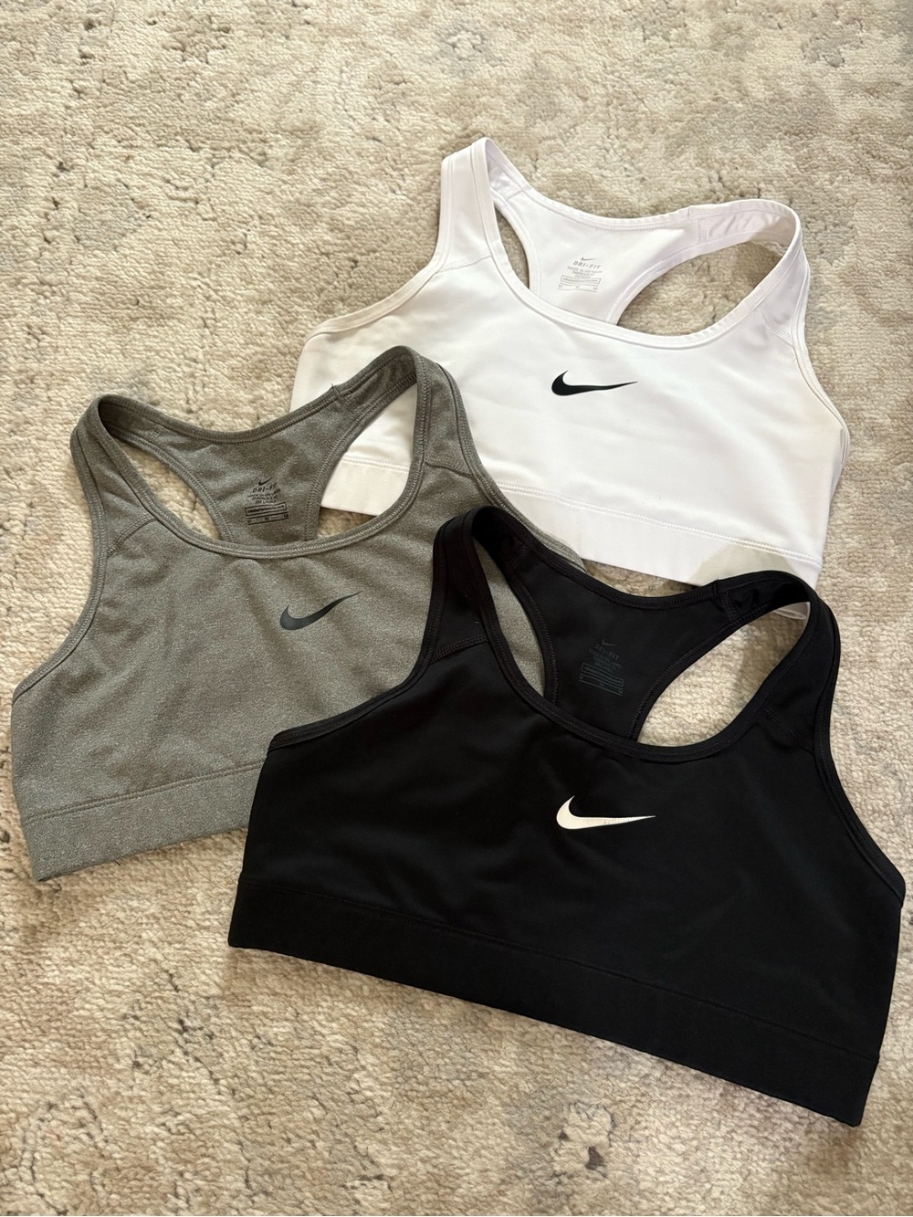 Nike Sports Bra Trio - Black, White, Gray Racerback Set